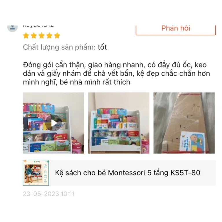 Kệ sách cho bé, giá sách, kệ sách 5 tầng Montessori cho bé KS5T