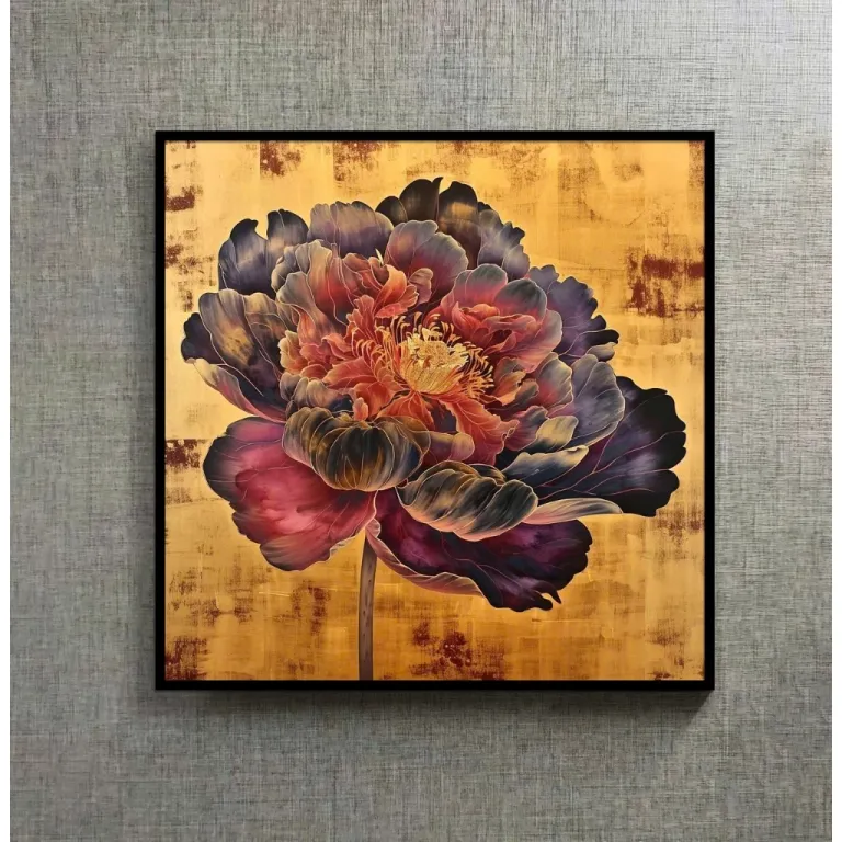 (MỚI) Tranh hoa sen cổ 60x60cm, tranh in vải canvas kimsa không xước, đủ khung và đinh treo.