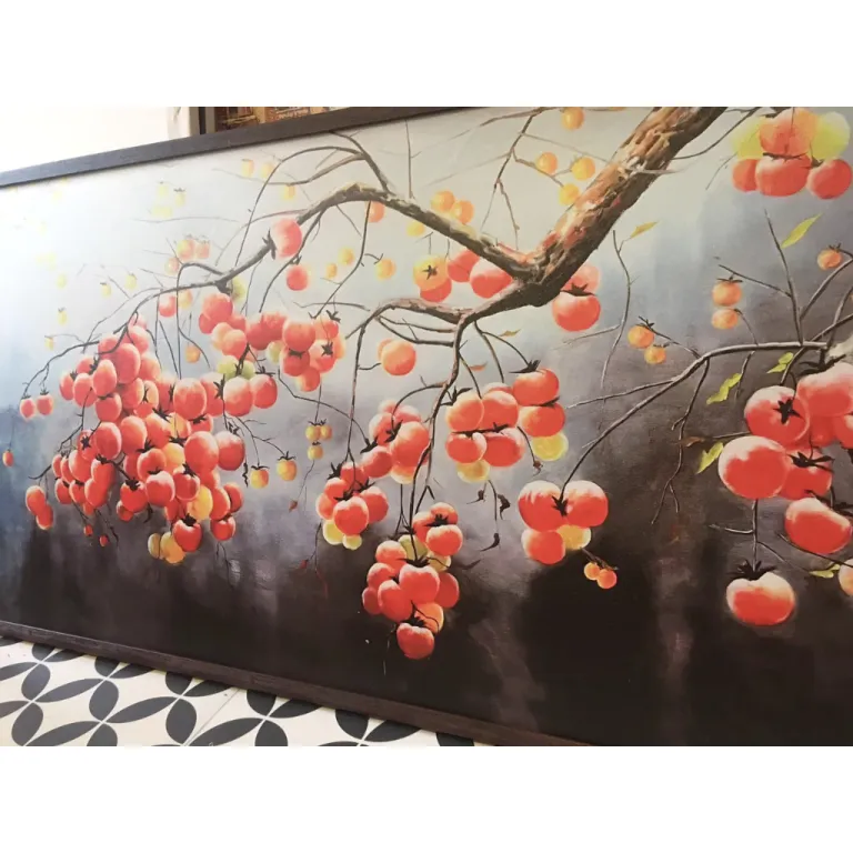 (new) 60x120cm tranh cành hồng may mắn 2 - tranh in vải canvas, đủ khung hoặc căng xát xi