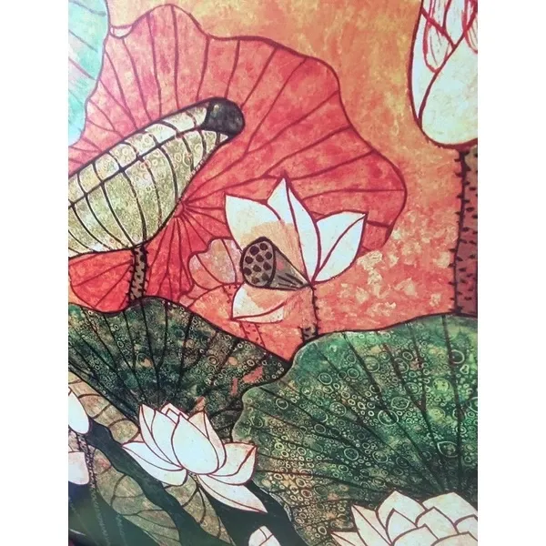 NEW - Sen Trắng Vàng 100x100cm bản in canvas đủ khung và đinh treo