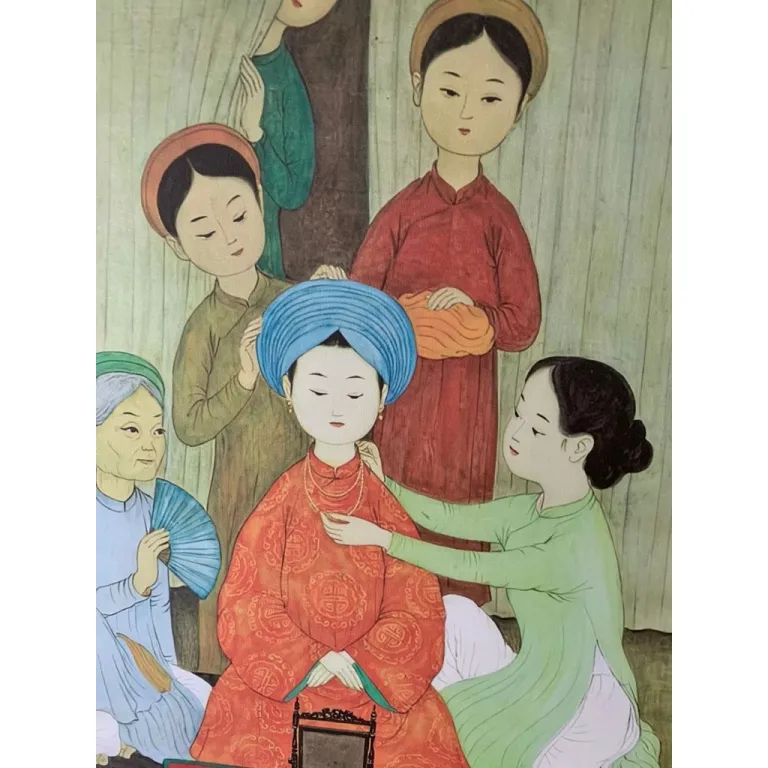 (NEW)indochina2 KT 50x70cm tranh in vải canvas hình cô gái ĐÔng Dương- đủ khung và đinh treo