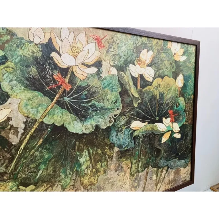 Tranh canvas hoa sen, kt 60x120cm, đủ khung và đinh treo