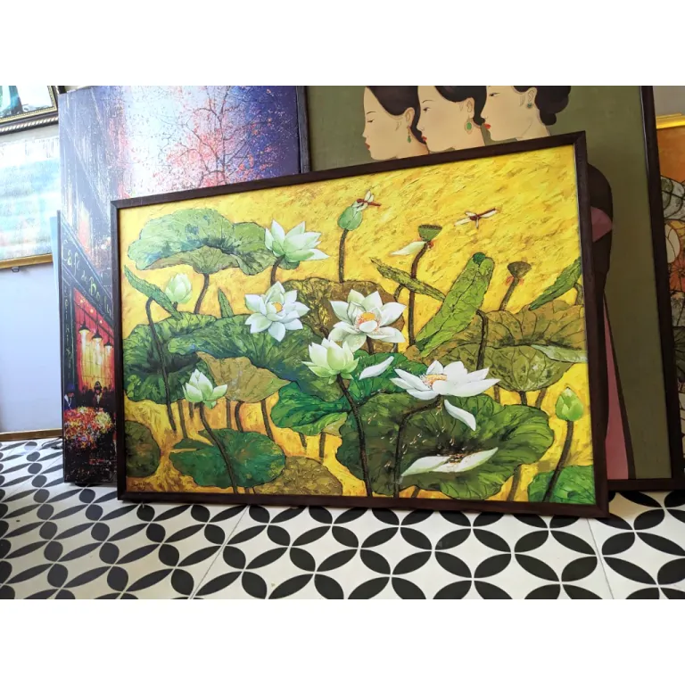 (tranhSen) 60x90cm tranh đủ khung và đinh treo