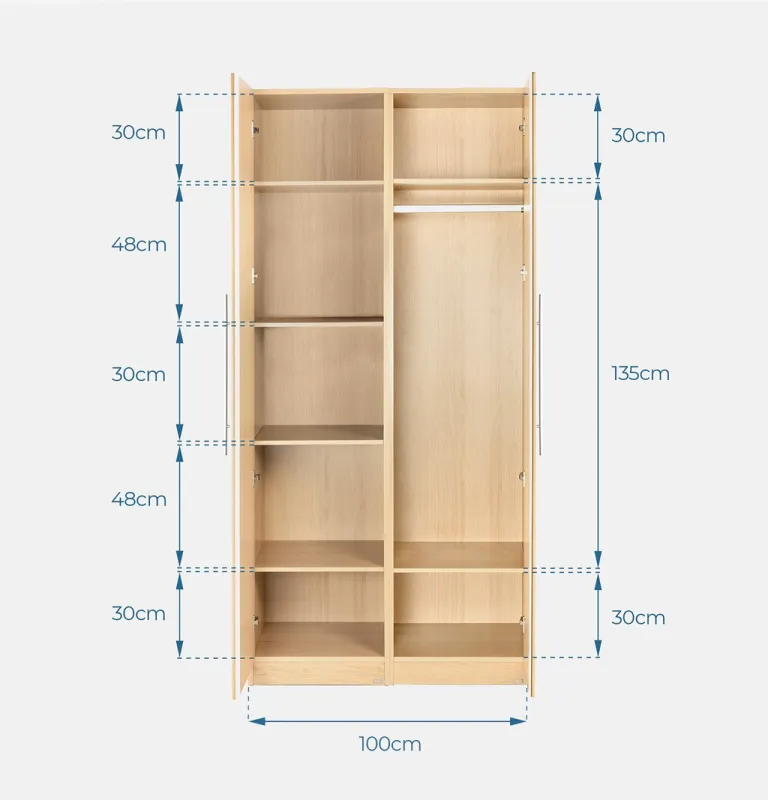 Set Tủ Quần Áo Gỗ MOHO VIENNA Tay Nắm 201 2 Cánh 4 Màu