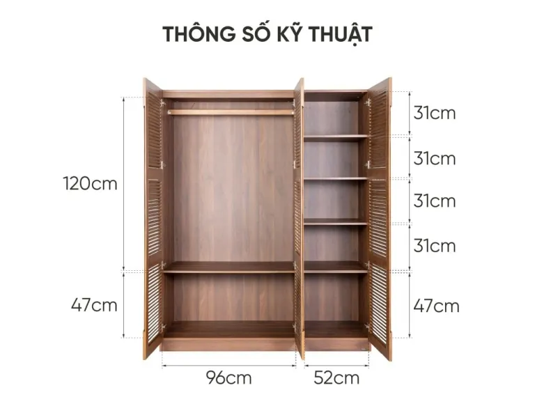 Set Tủ Quần Áo Gỗ MOHO VLINE 601 3 Cánh