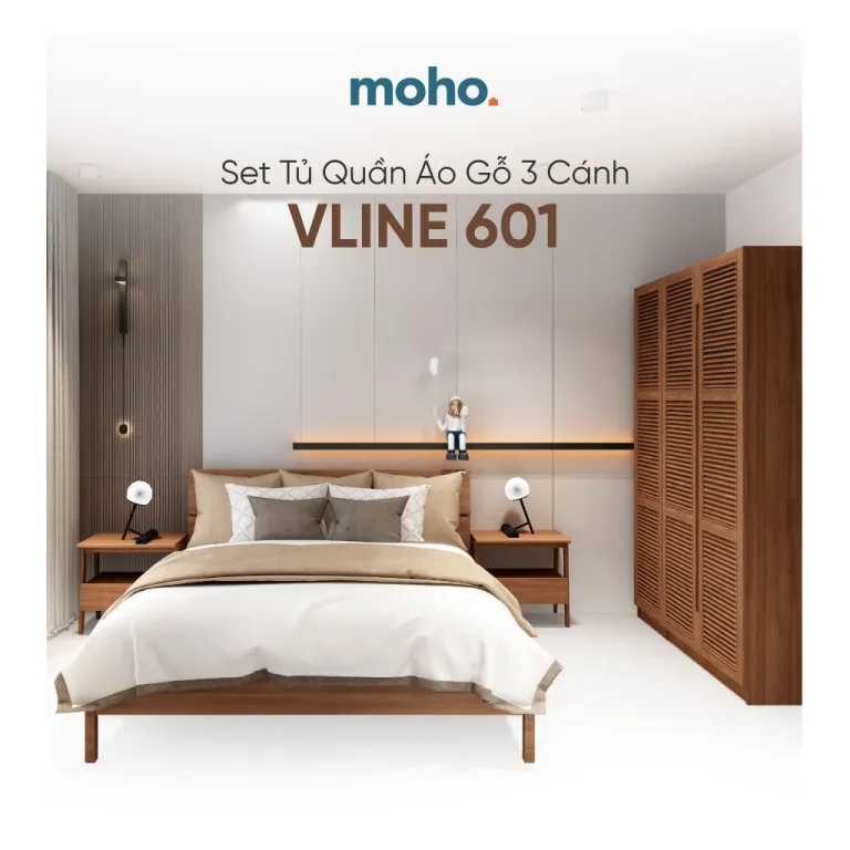 Set Tủ Quần Áo Gỗ MOHO VLINE 601 3 Cánh