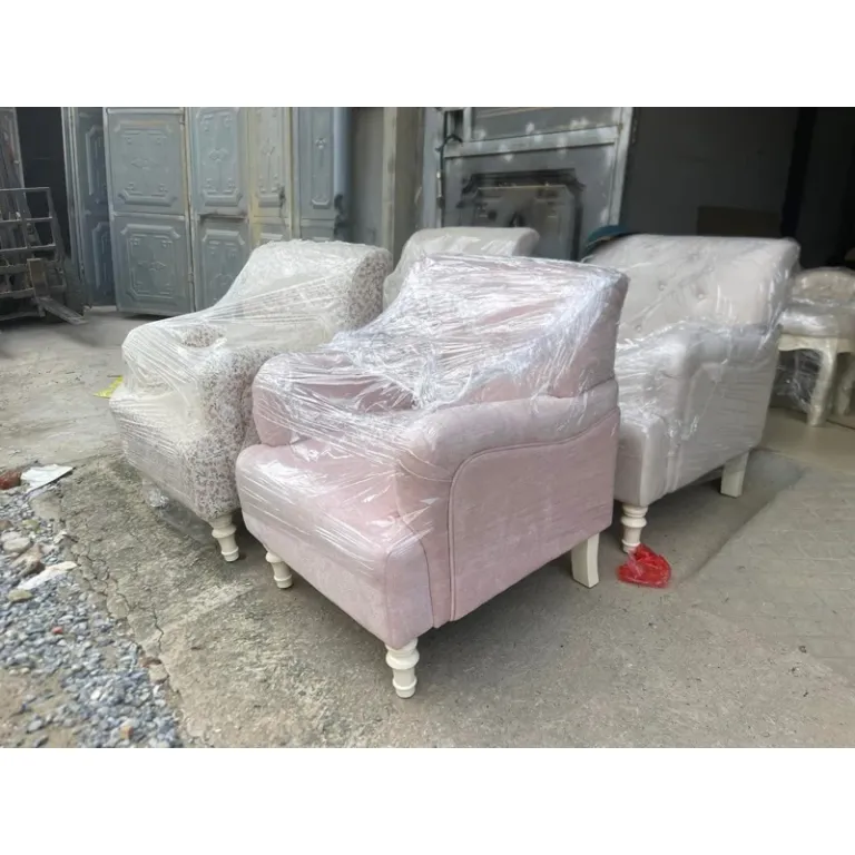 GHẾ SOFA ĐƠN CHÂN TIỆN CỔ ĐIỂN KÈM GỐI ÔM HÌNH NƠ - Bọc vải theo yêu cầu