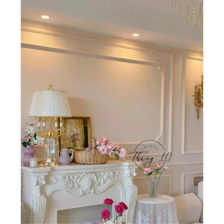 Kệ Lò Sưởi Gỗ Decor Cổ Điển